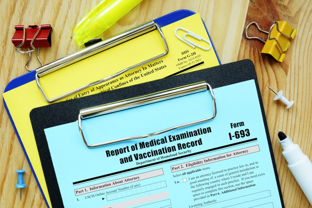 Formulario I-693 Informe de reconocimiento médico y registro de vacunación